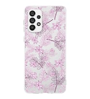 Samsung Galaxy A23 Uyumlu Kapak Floral Pudra Tasarımlı Şeffaf Silikon Kılıf
