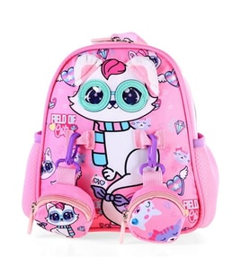 Ccskids Anaokulu Çantası Kedili Pembe Kod:51755 Okul Çantası