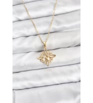 316L Çelik Zincir Gold Renk Sonsuzluk Model Zirkon Taşlı Kadın Kolye - TJ-BKO10873