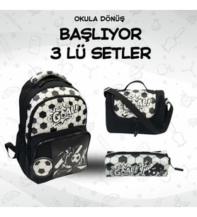 3LÜ SET İLKOKUL TARAFTAR BESLENMELİ TAKIM ÇANTASI KALEMLİK BESLENME