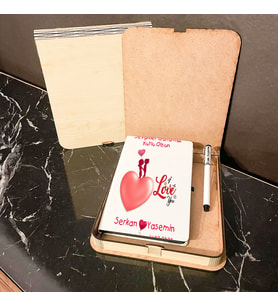 Sevgiliye En Güzel Hediye Ahşap Kutulu Defter Kalem Set 001