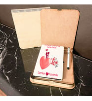 Sevgiliye En Güzel Hediye Ahşap Kutulu Defter Kalem Set 001