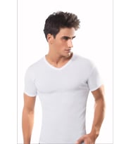 Erkek Likralı V Yaka Yarım Kol Atlet 6'lı Paket (Beyaz)