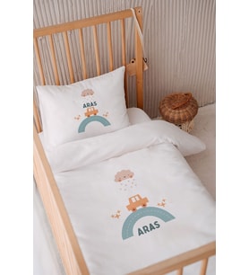 %100 Pamuk Saten Isme Özel 100x150 Bebek Yatak Nevresim Seti