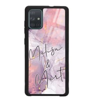 Samsung A71 Uyumlu Fuşya Mermer Tasarımlı Glossy Telefon Kılıfı