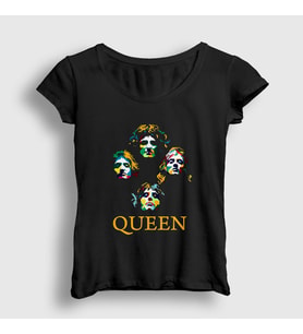 Presmono Kadın Siyah Colors Queen T-Shirt 101593tt