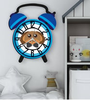 BK Gift Hayvan Figürlü Mavi Retro Çalar Saat Tasarımlı Kabartma Figürlü Ahşap Çocuk Duvar Saati-15, Ev Dekoru, Çocuk Odası Aksesuar