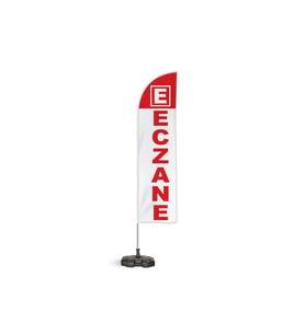 Eczane Yönlendirme Tanıtım ve Reklam Yelken Bayragı Beyaz Logolu