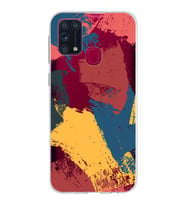 Samsung Galaxy M31 Kapak Brush Stroke Tasarımlı Şeffaf Silikon Kılıf