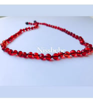 KIRMIZI SAFİR, SERTİFİKALI ORİJİNAL KEHRİBAR BEBEK DİŞ KOLYESİ 32-33 cm 0-4 YAŞ