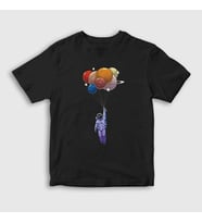 Presmono Unisex Çocuk Siyah Balloons Astronaut Space Astronot Uzay T-Shirt 282132tt