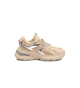 Ayakmod Bej Bağcıklı Kalın Taban Hafif Kadın Sneaker 2318 G