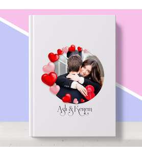 BK Gift Kişiye Özel Kalpli Fotoğraflı Beyaz Defter