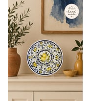 Ev Dekorasyonu - El Yapımı 30 cm Limon Desenli Tabak
