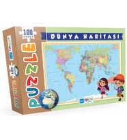 Blue Focus Dünya Haritası - Puzzle 100 Parça