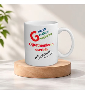 Atatürk İmzalı Öğretmenler Günü Hediye Kupa Bardak