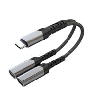HADRON GJ-015 Type-C + 2 x Type-C Dişi Hızlı Şarj + Kulaklık Kablosu - Siyah