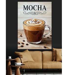 Köpüklü Mocha Kahve Ve Sunum Dekoratif Kanvas - Mdf Ahşap Tablo