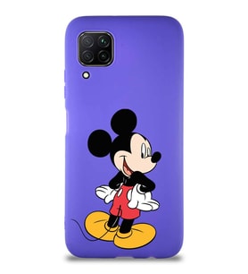 Huawei P40 Lite Soft Premier Kapak Mickey Mouse-D Tasarımlı Silikon Kılıf - Mor (Şeffaf)