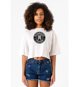 Monsta X Monbebe Coffee Beyaz Kırçıllı Kadın Crop Tshirt