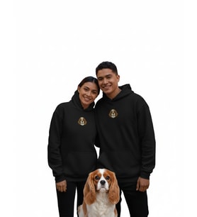 Sevgililer Günü Cavalier King Charles Spaniel Köpek Figürlü Çift Hoodie Kombini – Şehir Stili
