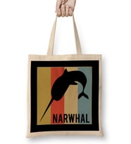 Cute Narwhal Retro Vintage Horned Beluga Whale Bez Çanta Uzun Saplı