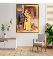 Tablore Kitap Okuyan Osmanlı Alimi Çerçeveli Kanvas Tablo Modern Salon Dekoru