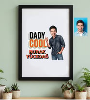Kişiye Özel Karikatürlü Babaya Hediye Daddy Cool Siyah Çerçeve Babalar Günü Hediyesi