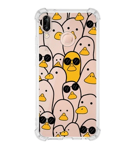 Huawei P20 Lite  Köşe Korumalı Antişok Kapak Duck Tasarımlı Şeffaf  Kılıf