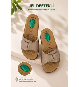 Vizyon 4507 Hafif Yumuşak Tabanlı Comfort Jelli Cırtlı Kadın Terlik