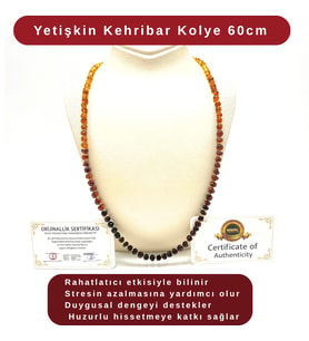 SERTİFİKALI YETİŞKİN KEHRİBAR KOLYE 60 CM UNİSEX