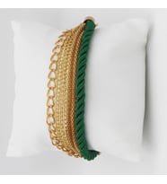 Kadın Erkek Bileklik İp Bİleklik Bujiteri Hediyelik (Yeşil-Rose Gold)