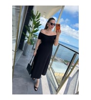 Kadın Madonna Yaka Midi Boy Modal Elbise