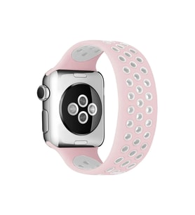 Mey İthalat® Watch 38Mm Ayarlı Delikli Silikon Kordon - Pembe-Beyaz