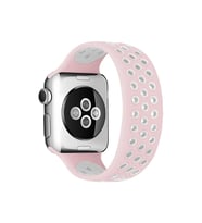 Mey İthalat® Watch 38Mm Ayarlı Delikli Silikon Kordon - Pembe-Beyaz