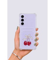 Samsung Galaxy S25 FE Kartlıklı Kiraz Desenli Kılıf