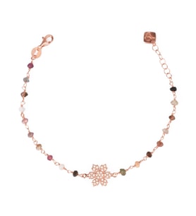 Zirkon Taşlı Pırlanta Montür Rose Altın Kaplama Turmalin Rosary Papatya Gümüş Bileklik