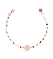 Zirkon Taşlı Pırlanta Montür Rose Altın Kaplama Turmalin Rosary Papatya Gümüş Bileklik
