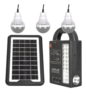Powermaster GD-999 Güneş Enerjili Solar Aydınlatma Sistemi 3 Ampullü Powerbank Özellikli Taşınabilir Kamp Seti