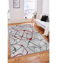 Kırmızı Geometrik Kaymaz Tabanlı Dekoratif Halı LK004 - 100 x 160 cm