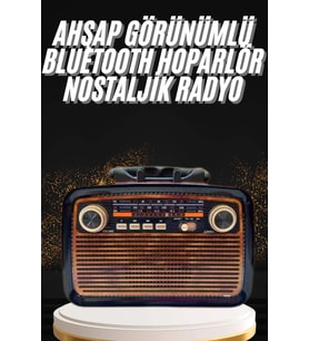 Nostaljik Görünümlü Ahşap Radyo TF SD USB Girişli Led Fener Işıklı