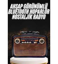 Nostaljik Görünümlü Ahşap Radyo TF SD USB Girişli Led Fener Işıklı