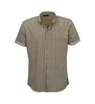 Erkek Spor Likralı Çizgili Gömlek 0037 BGL-ST03847 (Bej)