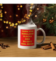 Bu Gece Kral Benim Baskılı Kupa Bardak Komik Yazılı Hediyelik Çay Kahve Kupası