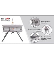 Baby DOOR  Ready Katlanır Bebek Beşiği BabyDoor Yeni Doğan Beşik (Gri)