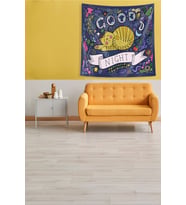 Multirenk İyi Geceler Kedi Leke Tutmaz Kadife Kumaş Duvar Örtüsü Duvar Halısı Tapestry (Çok Renkli)