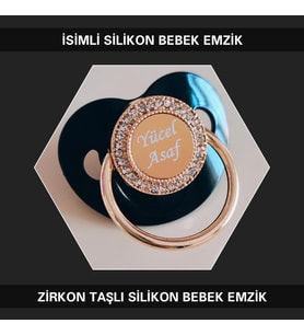 Sahi Aksesuar İsimli Zirkon Taşlı Silikon Bebek Emzik (0-6 Ay)