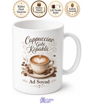 Cappuccino Gibi Köpüklü Yazılı Baskılı Kupa Bardak Kahve Hediye