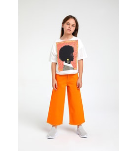 5-14 Yaş Kız Çocuk Baskılı Tshirt Beyaz