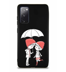 Samsung Galaxy S20 FE Soft Premier Kapak Aşk Tasarımlı Silikon Kılıf - Siyah (Şeffaf)